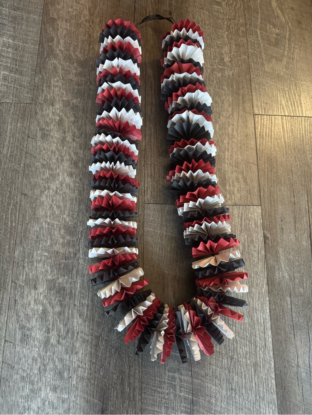 Red, White & Black Layered Lei